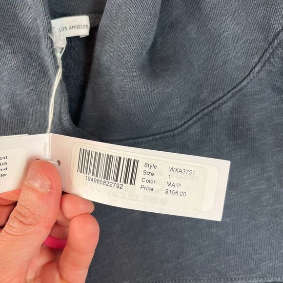 James Perse Pullover Hoodie Sweatshirt Supima Cotton Lightweight Raw Hem 1 NWT - Picture 4 of 11